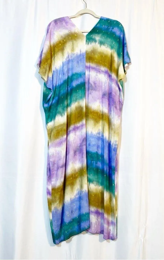 Zara Multicolored Tie Dyed Caftan Tunic Maxi Dress Blogger’s Favorite Fave - Image 4