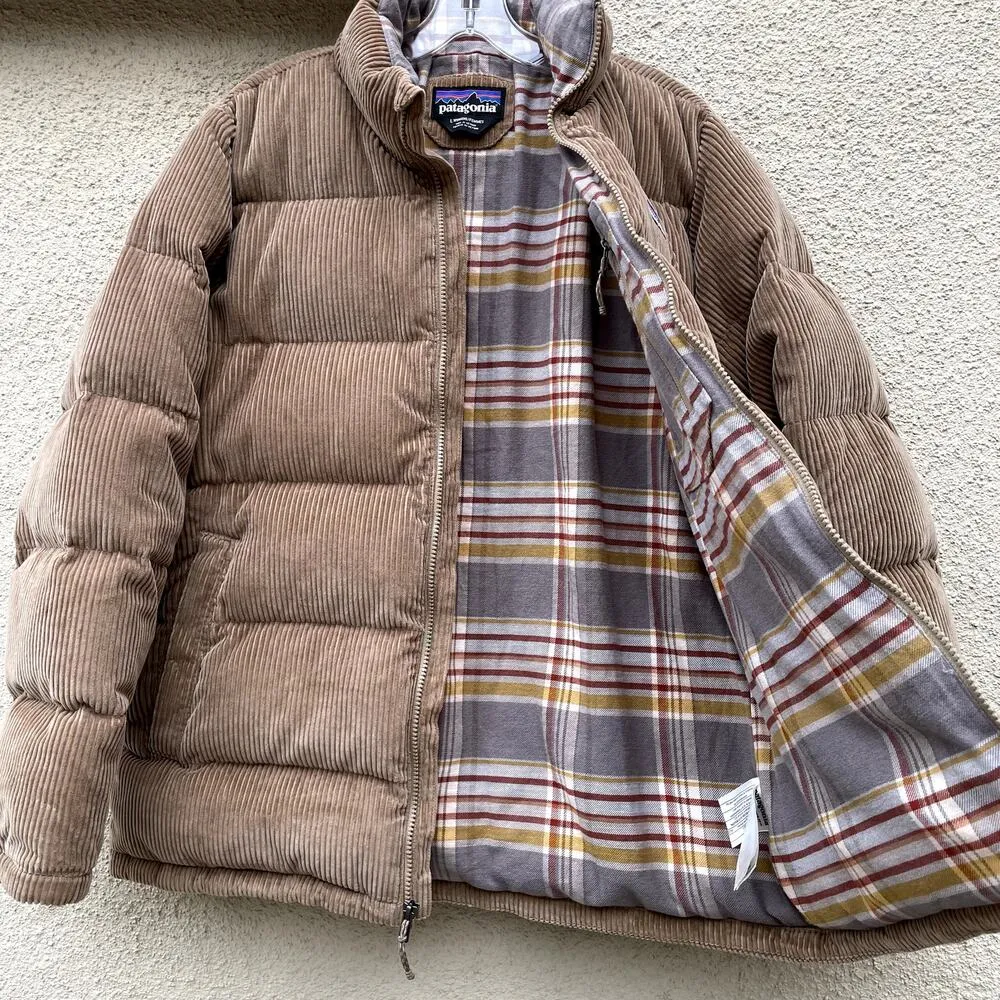 Patagonia Fjord Coat Down Corduroy Puffer Women's Size Large Mojave Khaki - Image 5