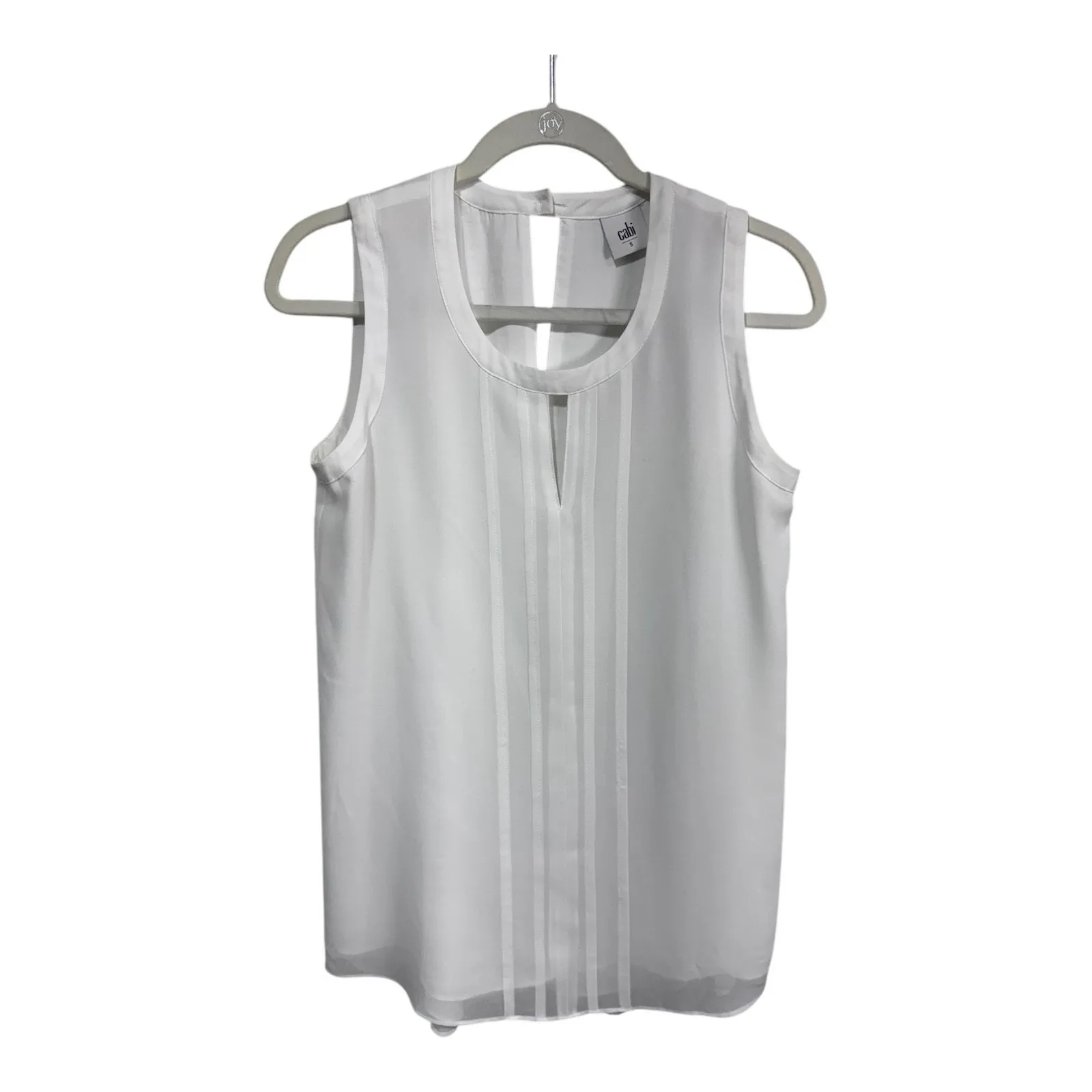 Cabi White Sleeveless Double Layer Blouse Pleated Front Women's S‎ - Image 3