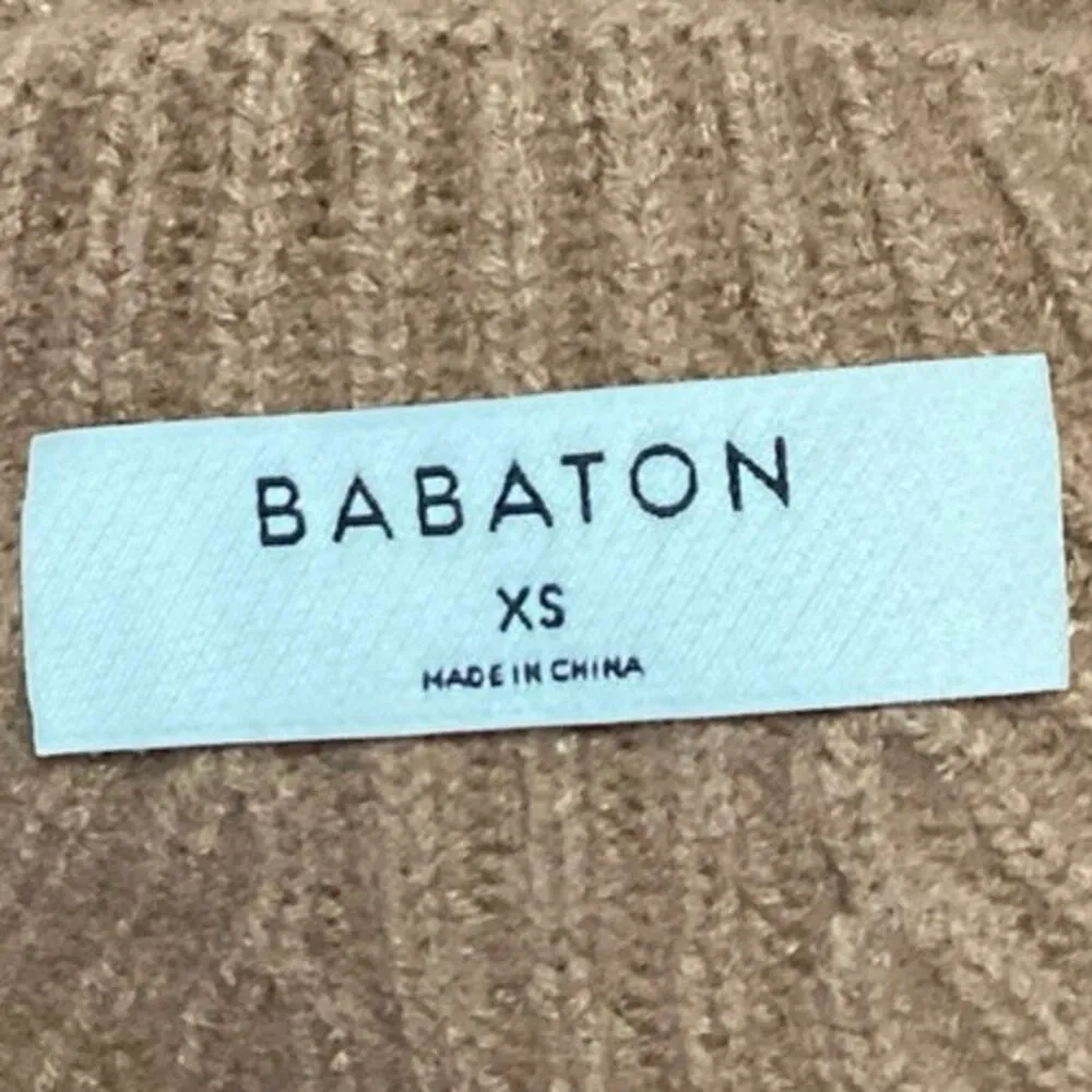 Aritzia Babaton Women's Brown Knitted Crew Neck Long Sleeve Sweater Top Size XS - Image 3