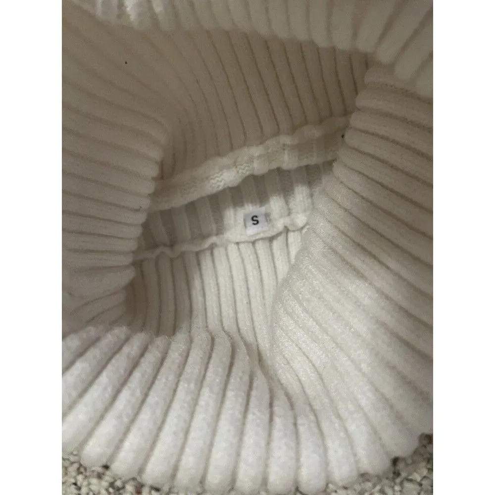 Cream Turtleneck Sweater Dress Small - Image 2