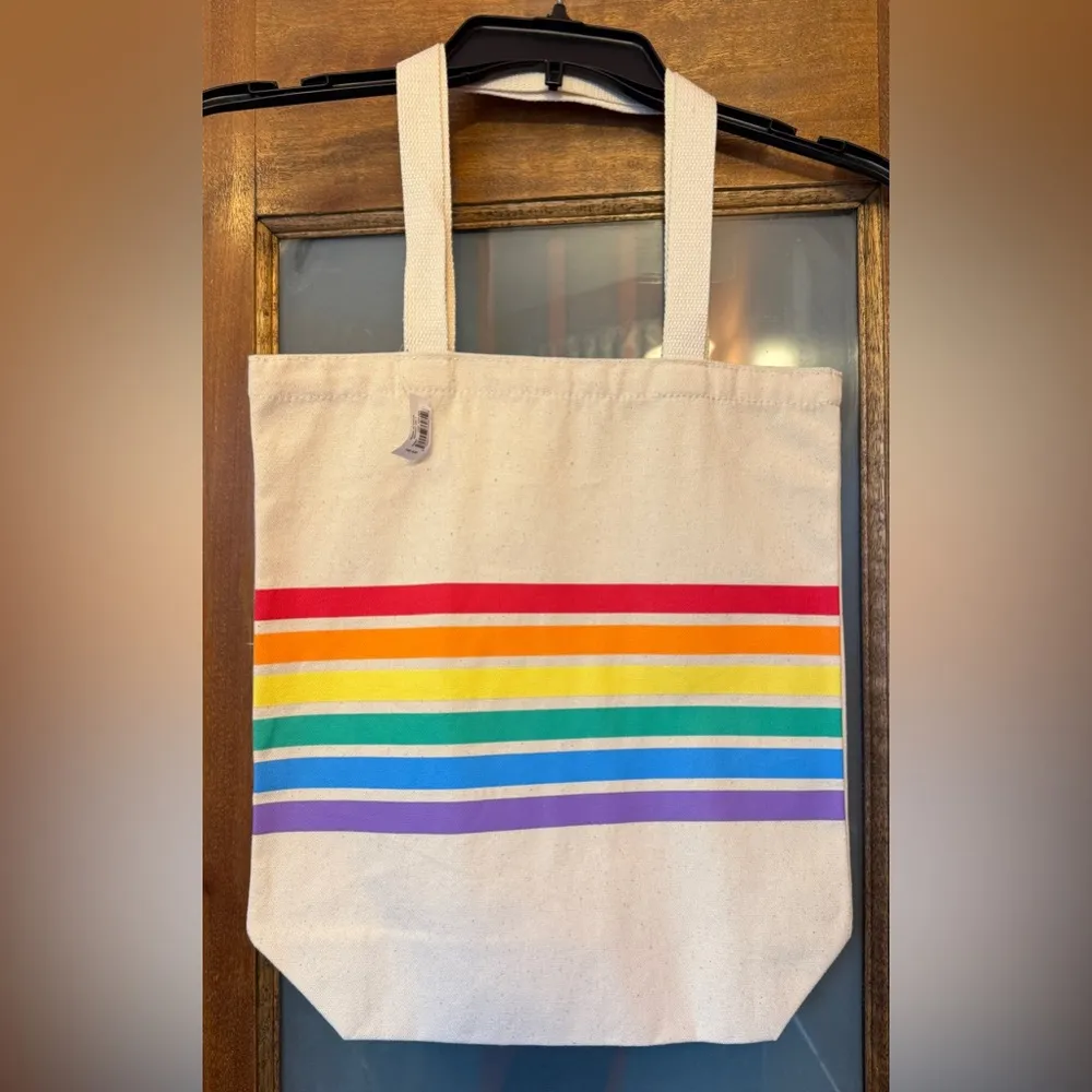 Old Navy Canvas Rainbow “ Pride Month” Special Tote & Visor NWT - Image 2
