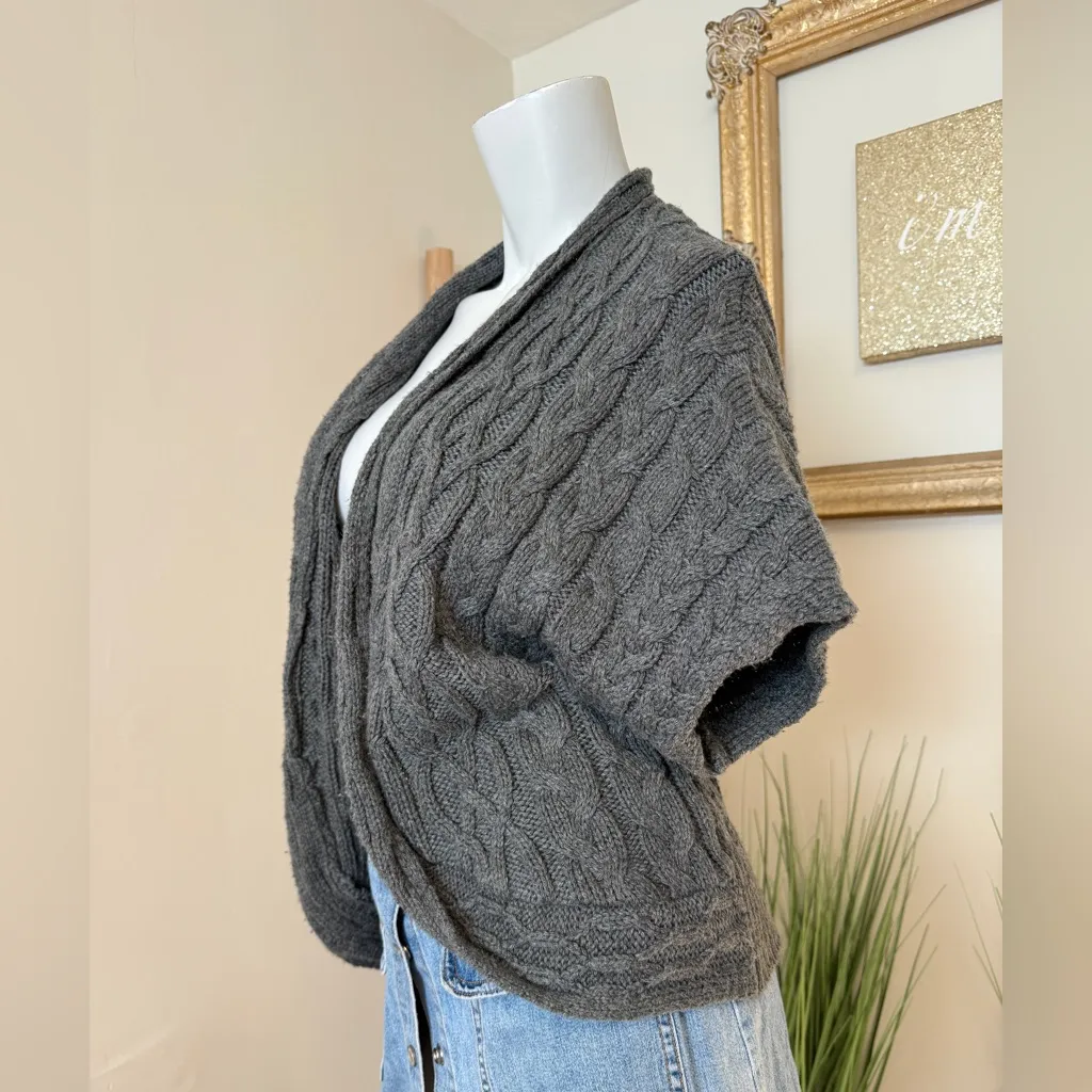 Coldwater Creek Open Drape Cardigan Cable Knit Sweater Gray Size S (8) - Image 6