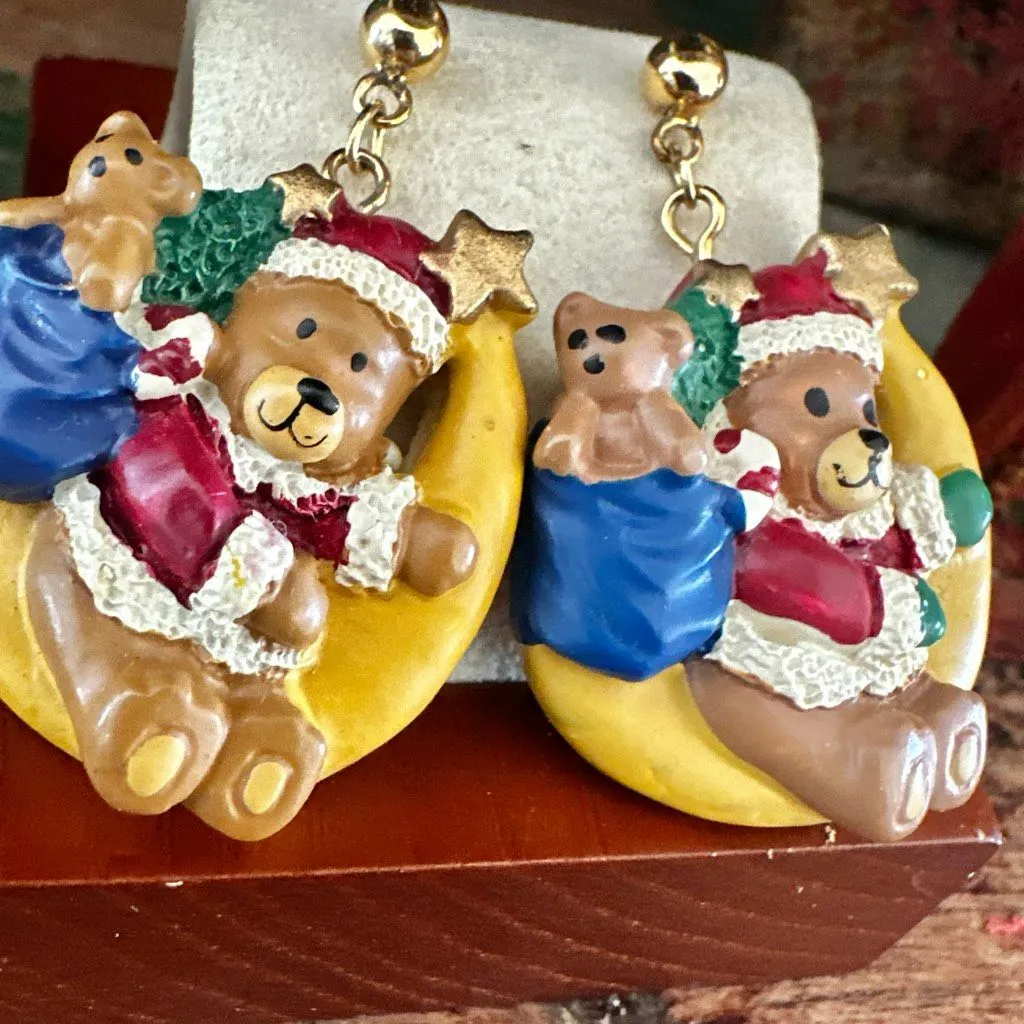 Vintage Christmas Teddy Bear Earrings - Image 6