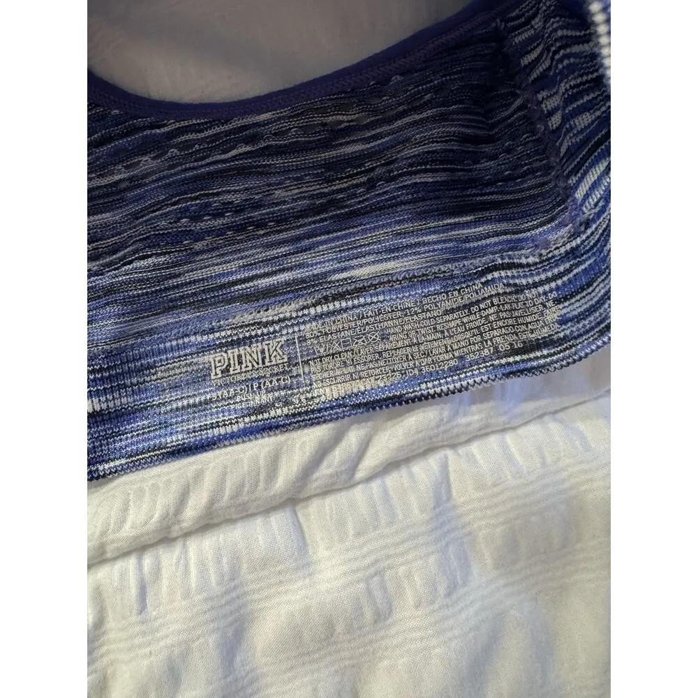 VS Pink Racerback Sports Bra Blue Victoria's Secret Padded Women's Small - Image 4