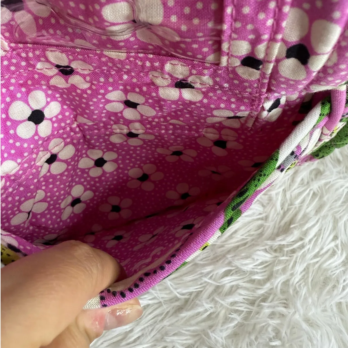 Vera Bradley Flap Shoulder Bag Quilted Pink Green Black White Floral Crossbody - Image 11