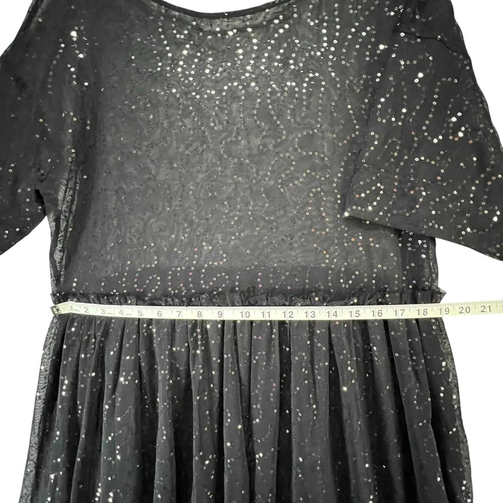 Zara Tulle Maxi Dress Women S Black Sequin Sheer Mesh Witchy Whimsygoth Romantic - Image 10