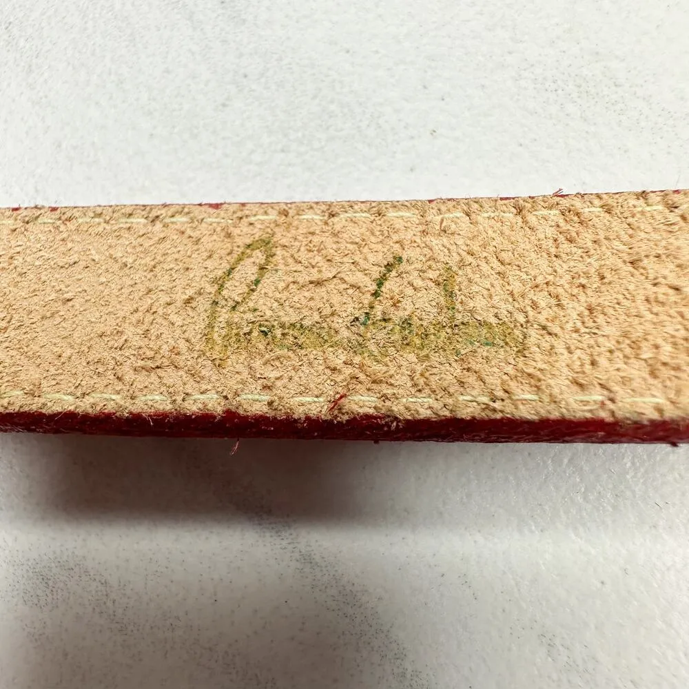 Vintage Red Skinny Full Grain Cowhide Leather Belt Size Small S Womens - Image 7