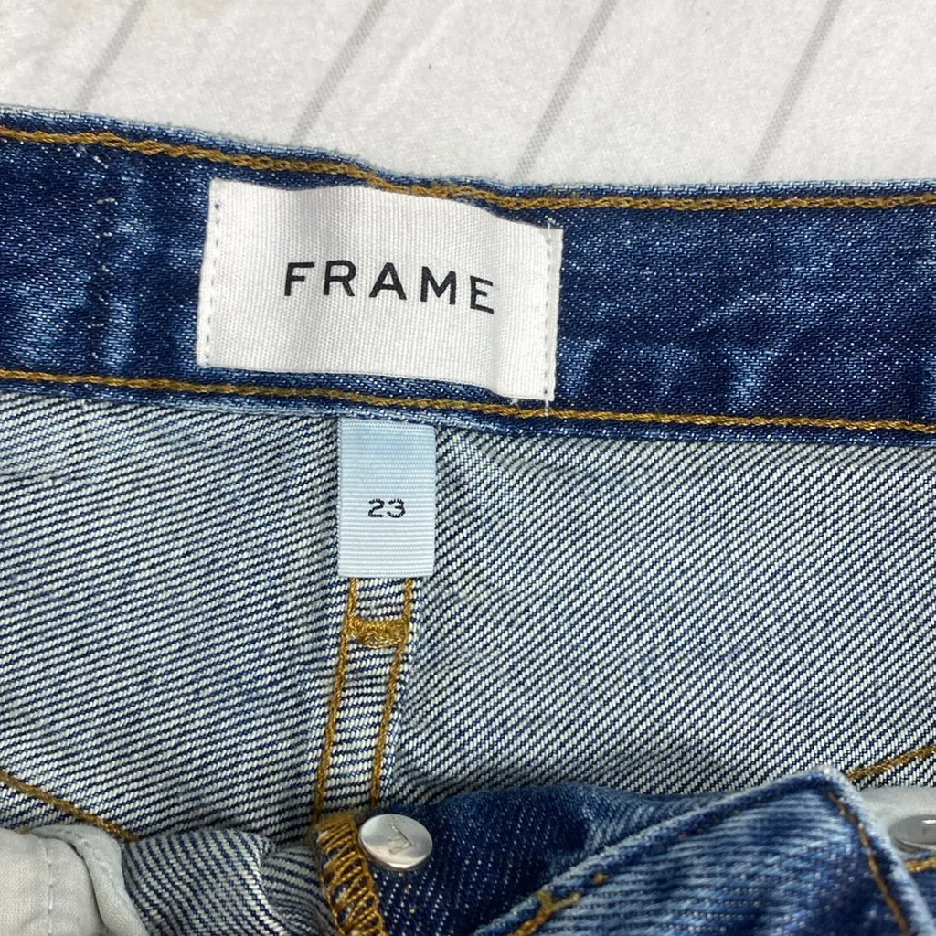 Frame Blue High Rise Distressed Denim Cutoff Shorts Women’s Size 23 Festival - Image 2