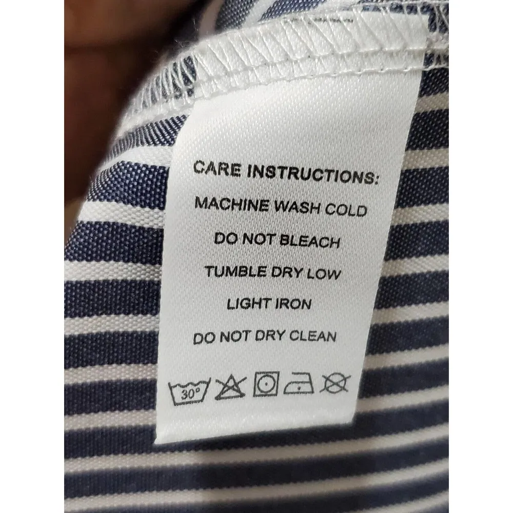 Women's Blue/White Striped Polyester Round Neck Short Sleeve Long Maxi Dress XL - Image 8