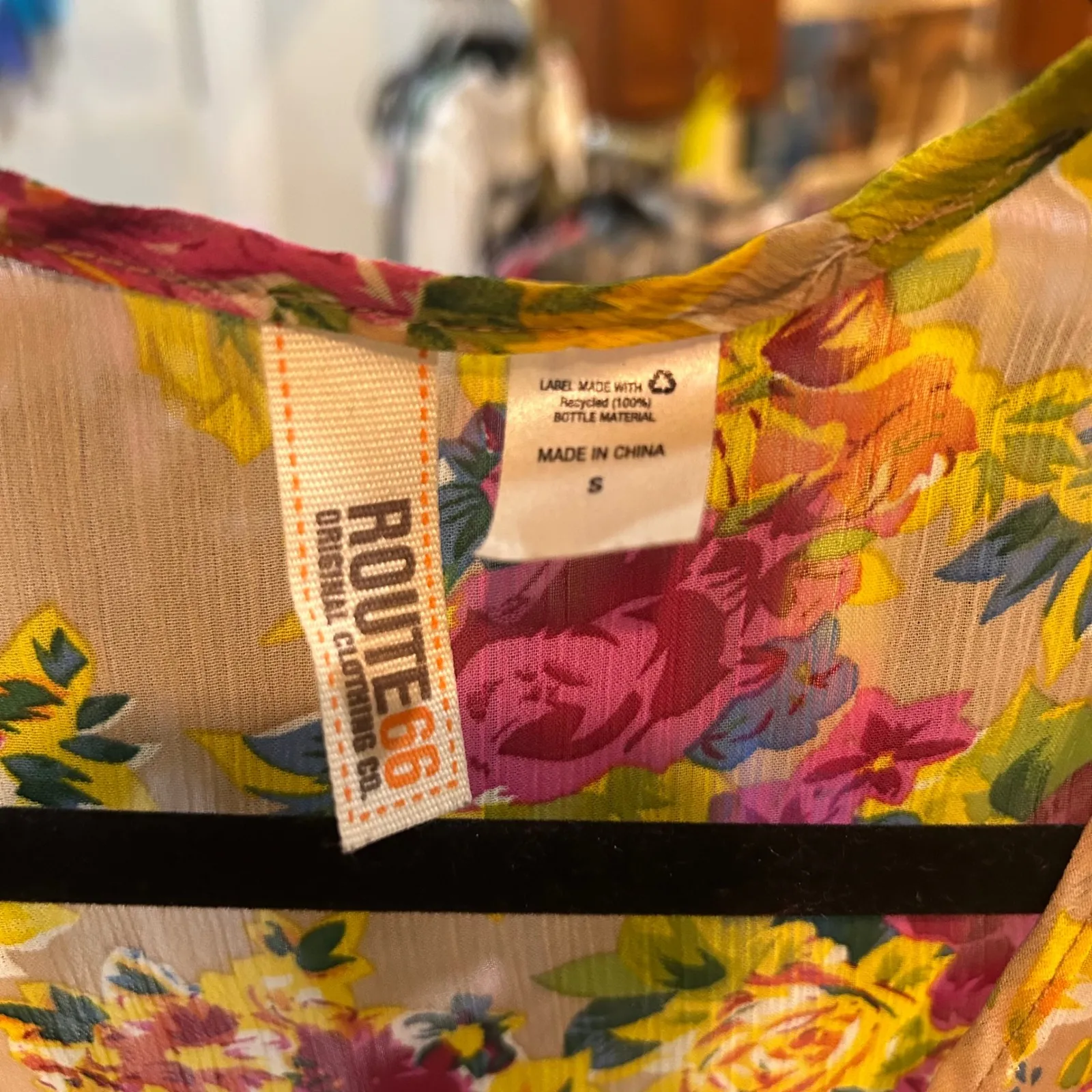 🤯4/$15 Route 66 Floral‎ Tank Top Sheer Sleeveless Casual Summer Top Size S - Image 6