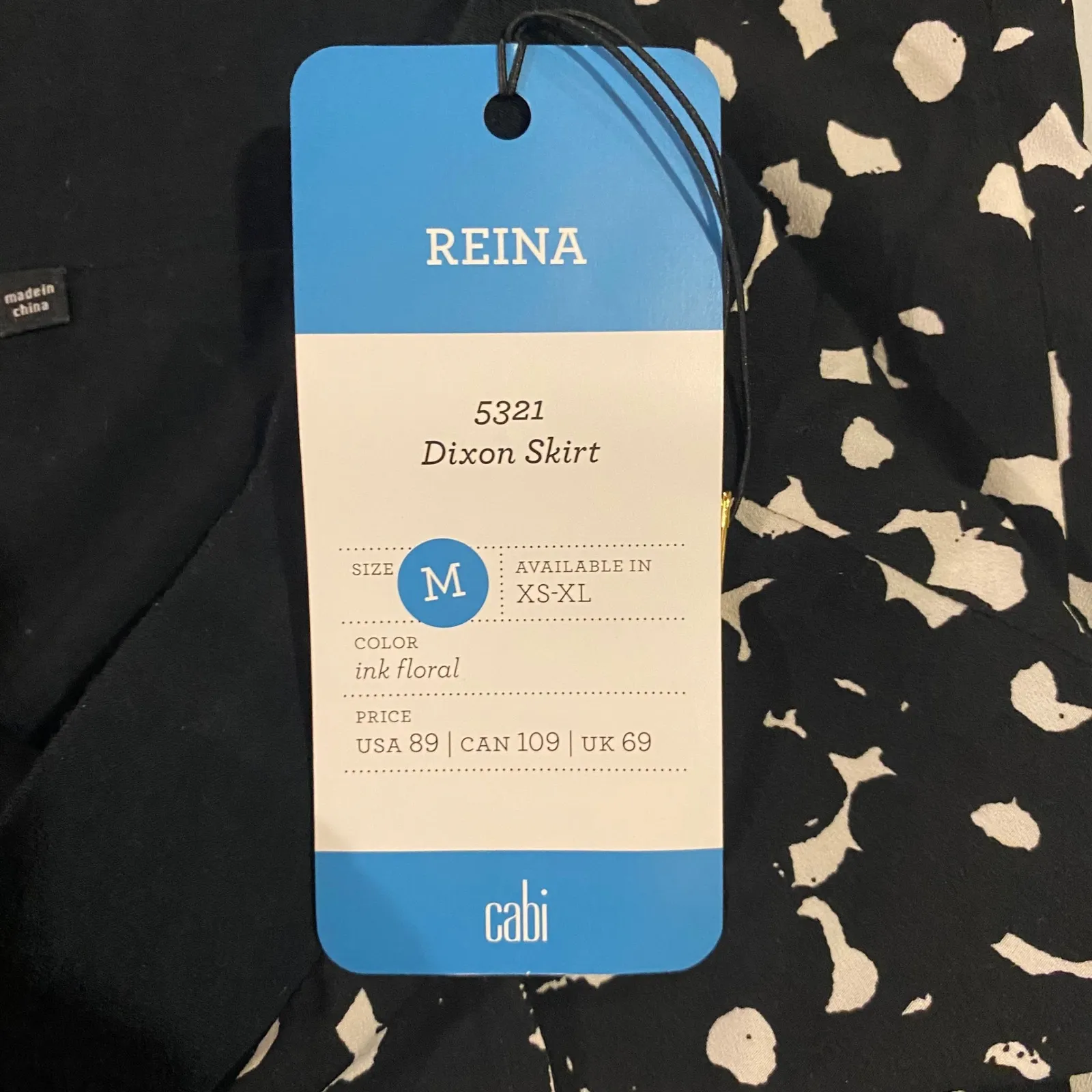 Cabi Dixon‎ Skirt A-Line Midi Black White Floral Print Career Casual Medium NWT - Image 5