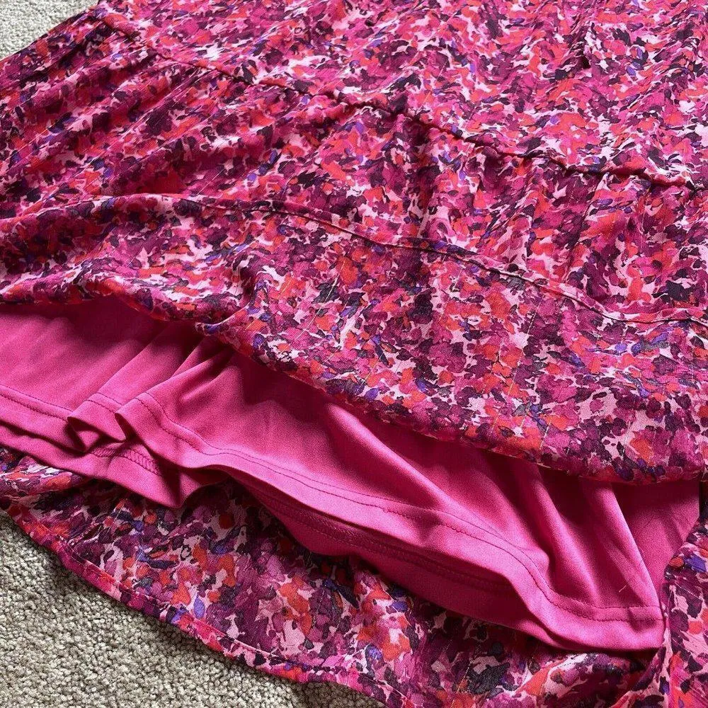 NEW Collective Concepts Ruffle Short Sleeve Midi Dress In Magenta Floral Pink XS - Image 6