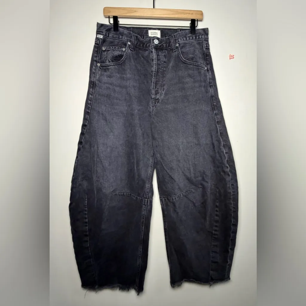 Citizens of Humanity Horseshoe Denim Black Barrel Jean Cropped Organic Cotton 30 - Image 4