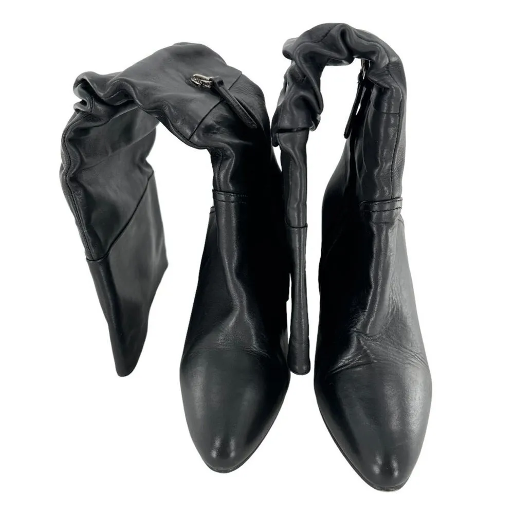 ALIAS MAE Black Leather Heeled Tall Boots Size 38 - Image 3