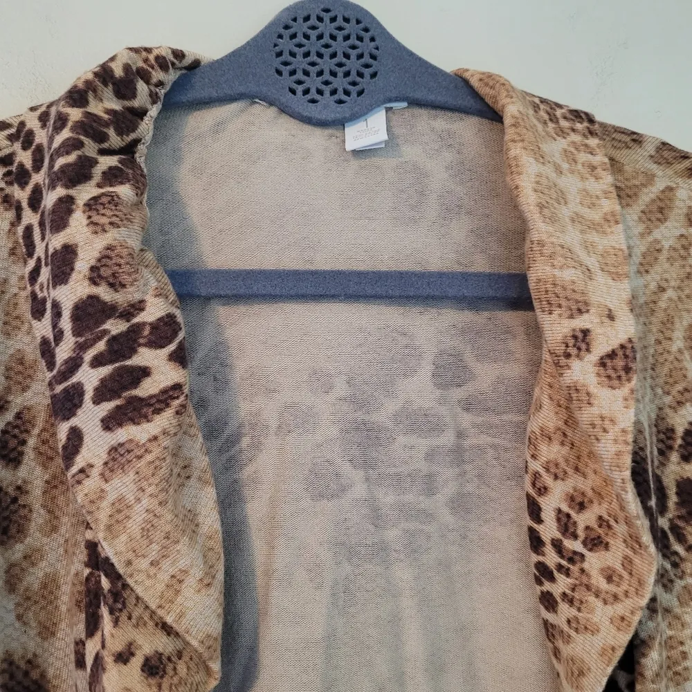 Chico's Leopard Print Ruffle Open Front Cardigan - Image 2