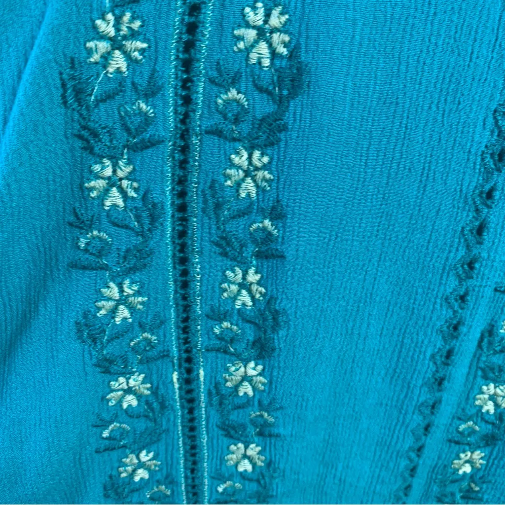 Love Reign Teal Dress with Floral Embroidery - Image 3