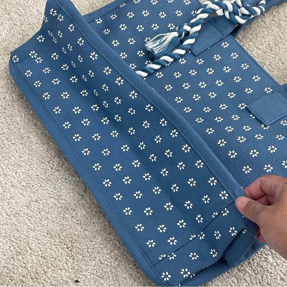 NWT J.CREW Structured canvas Tote Bag Blue - Image 4