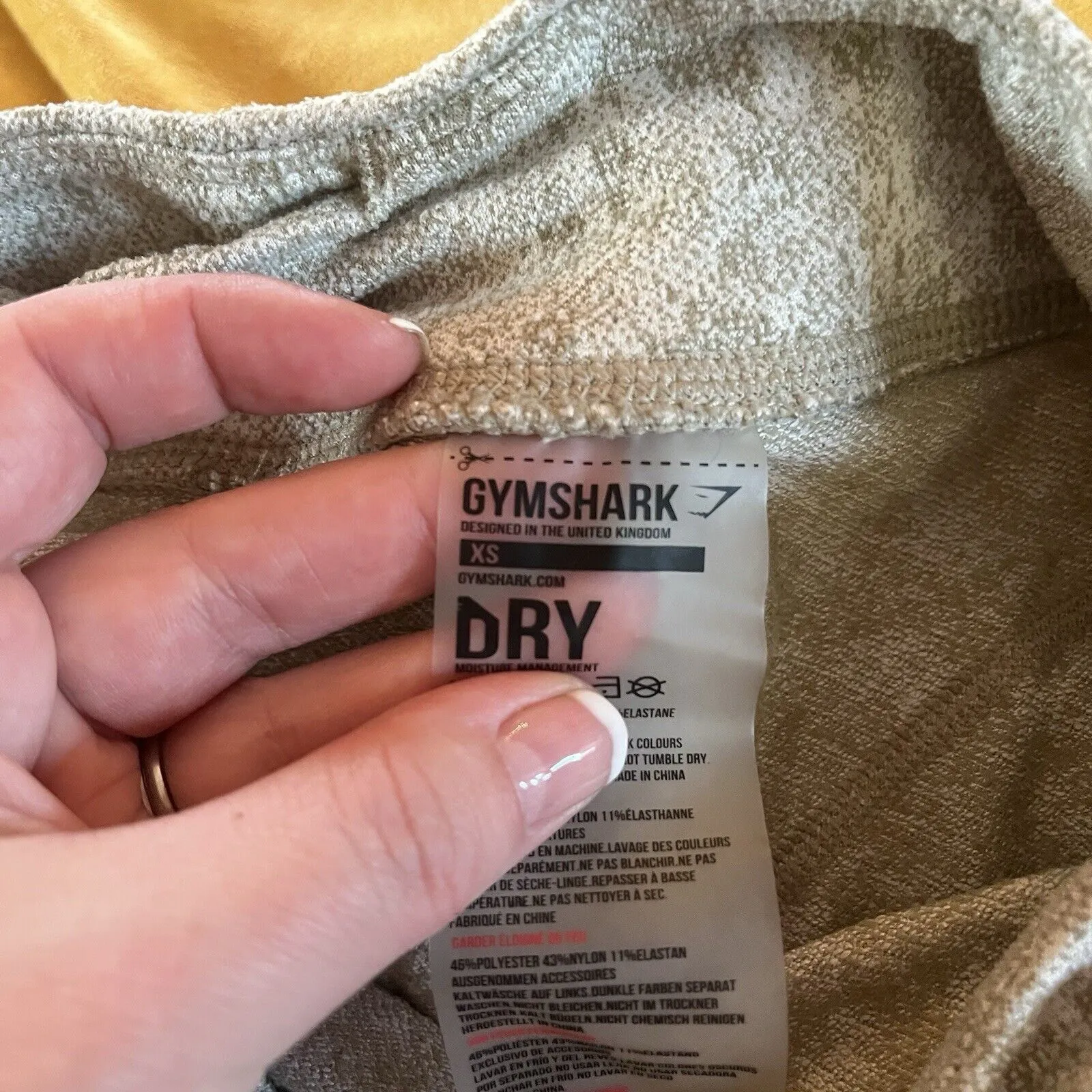 Gymshark Dry Management Legging Women XS Cream High Rise Moisture Wick Pocket - Image 8