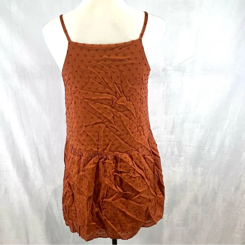 Loft burnt orange rust Swiss clip dot babydoll sundress size XS petite - Image 6