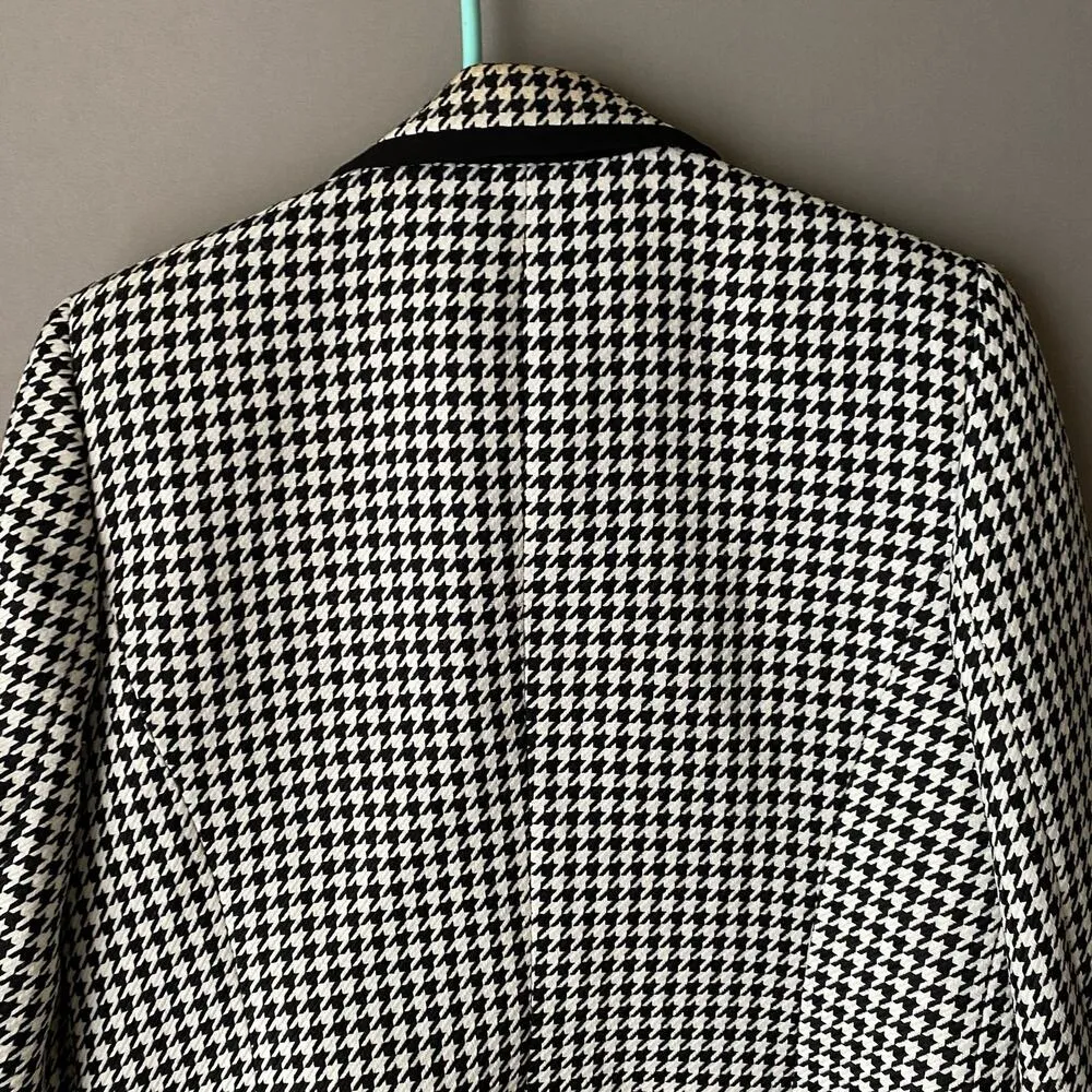 Kasper sz 6 black‎ white houndstooth work career Vintage blazer jacket - Image 3