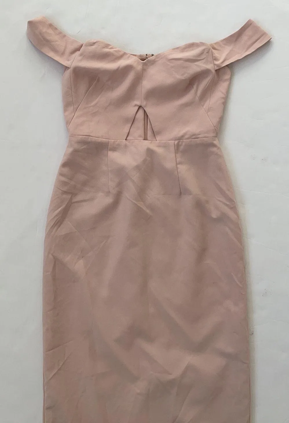 blush pink cutout off shoulder midi dress 6 NWT - Image 4