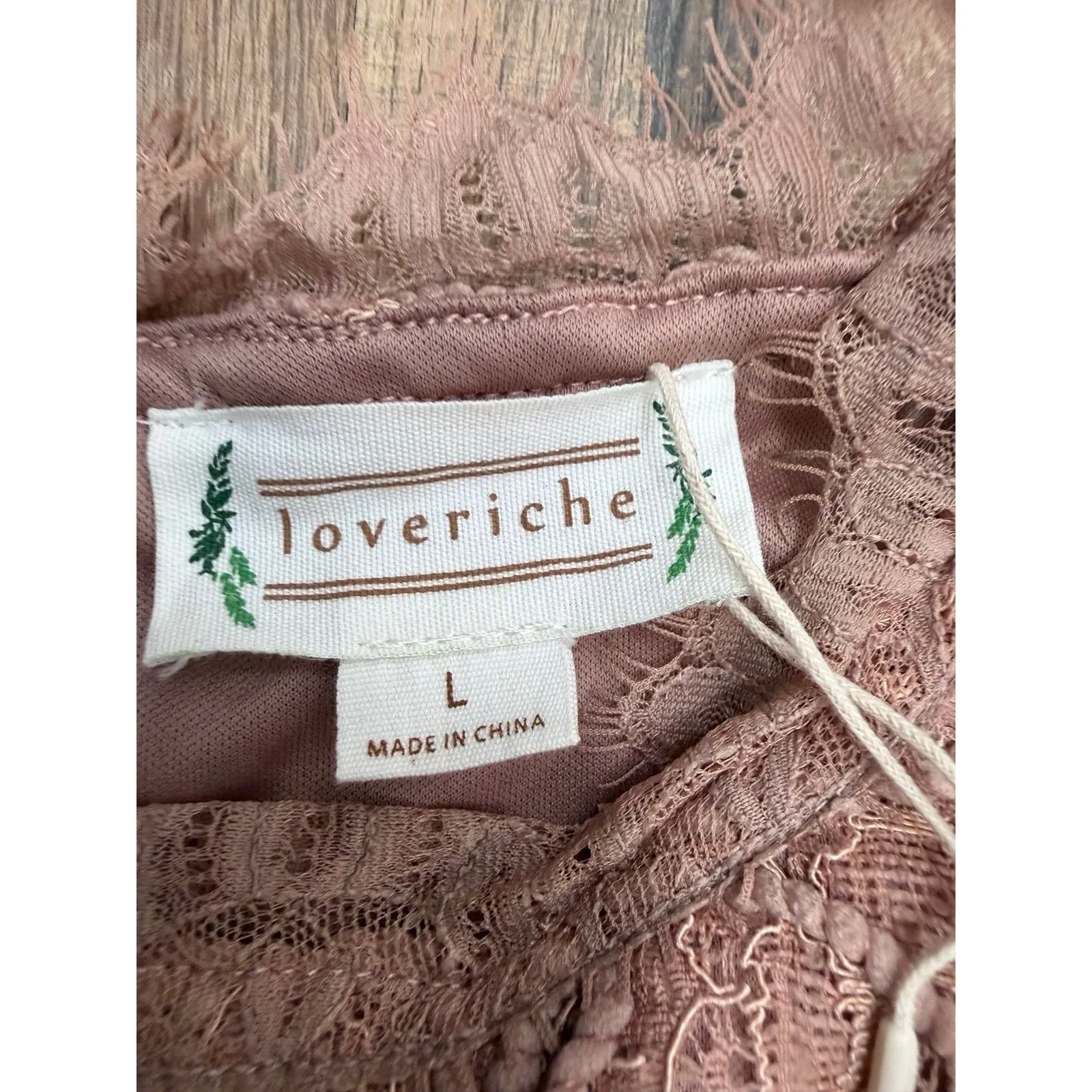 NWT Loveriche Lace Textured Shift Dress Blush Pink Short Sleeve‎ Women's L - Image 4