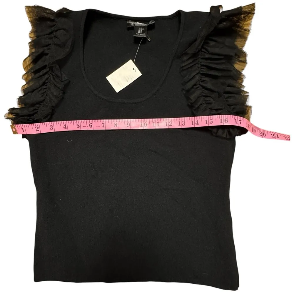 Bailey/44 Black Sleeveless Classy Dressy Tulle Sleeve Detail Blouse Sz L NWT - Image 4