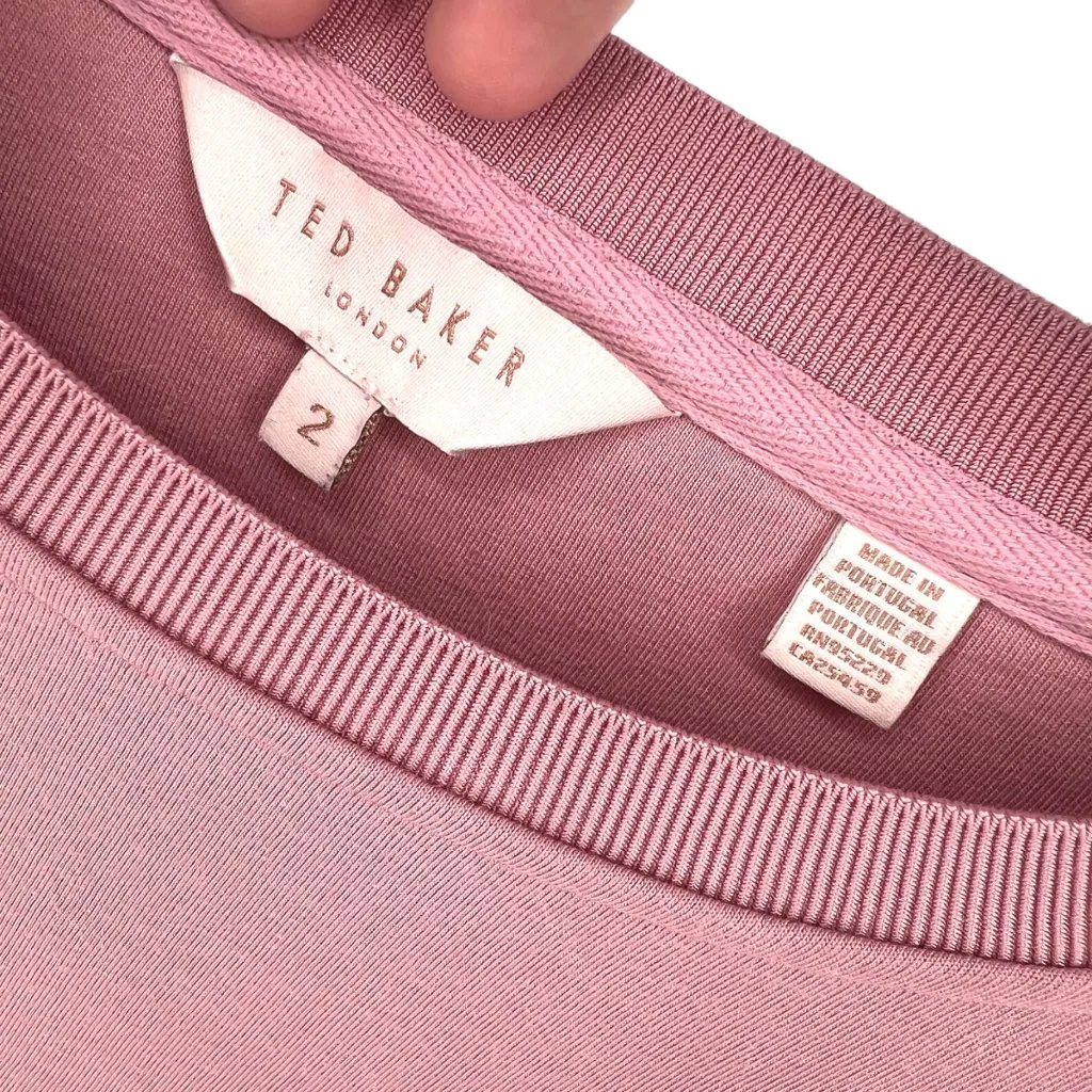 Ted Baker London Jordan Striped Dropped-Shoulder Sweatshirt Rose Pink Size 2 XS - Image 9