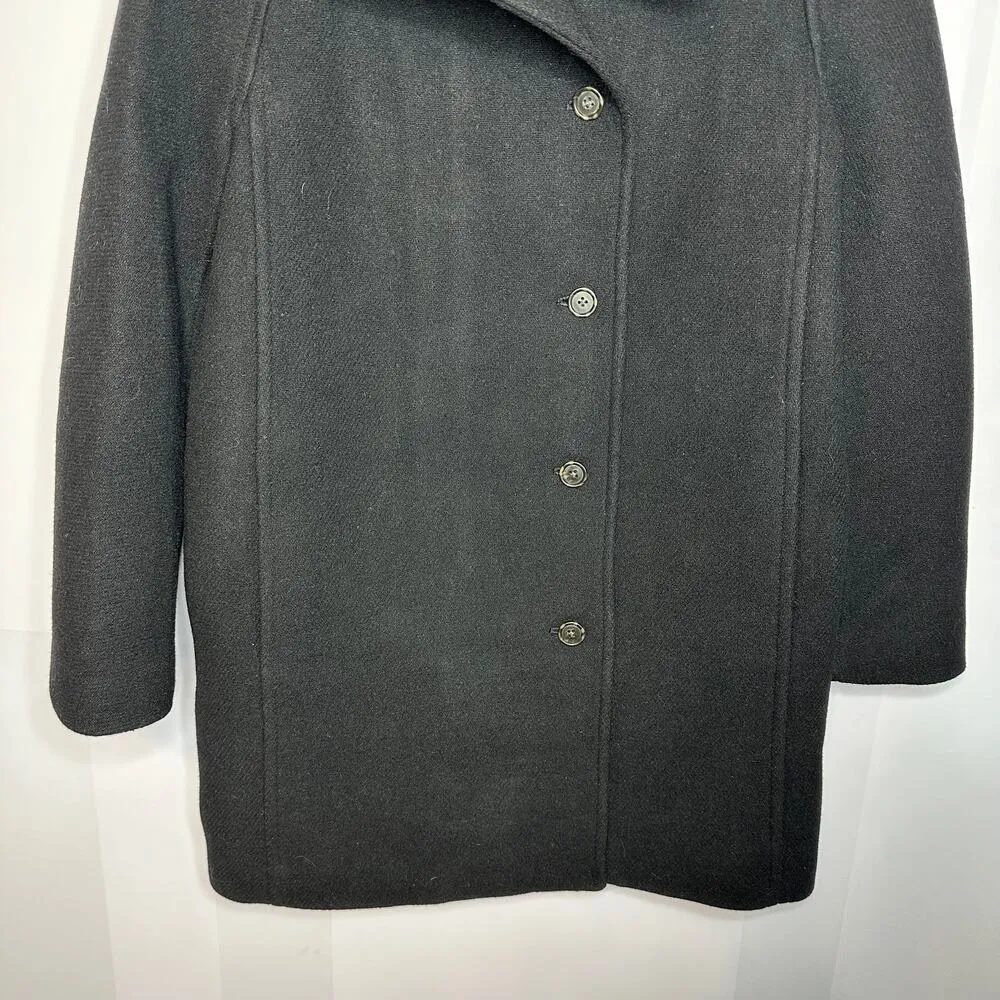 Nello Gori Italian Stadium Cloth Villa Cocoon Black Wool Coat Size 2 Tall - Image 4