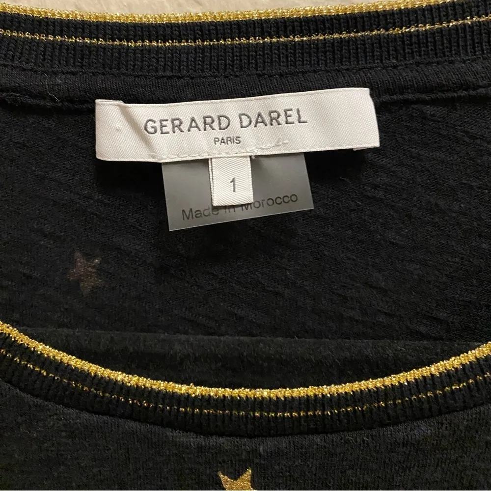 Gerard Darel Black & Gold Glitter Star 3/4 Length Sleeve Tee Size Small - Image 3