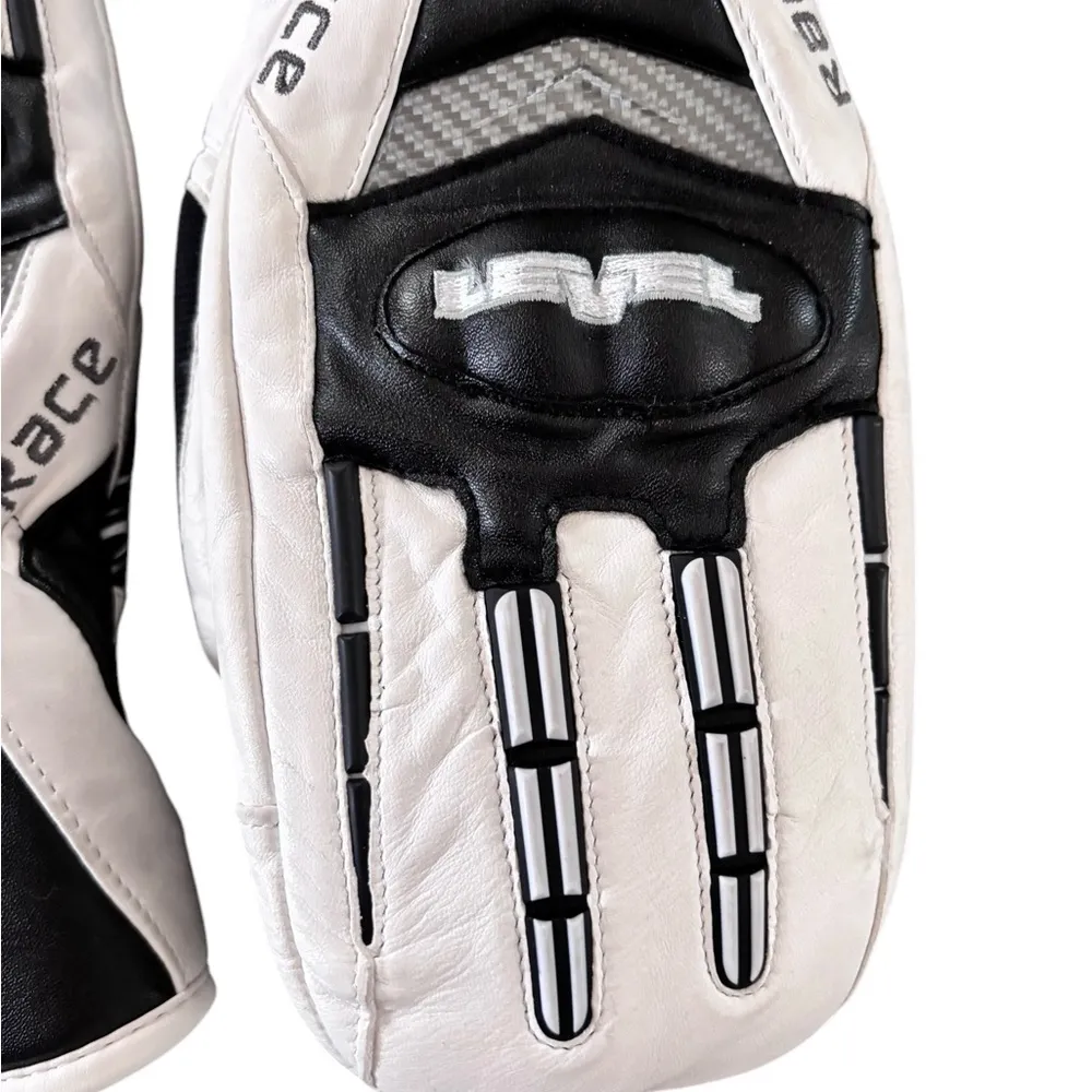 Level Women’s White Goat Leather Race Mitt Sz M/8 Adjustable Wrist Lined Grips - Image 4