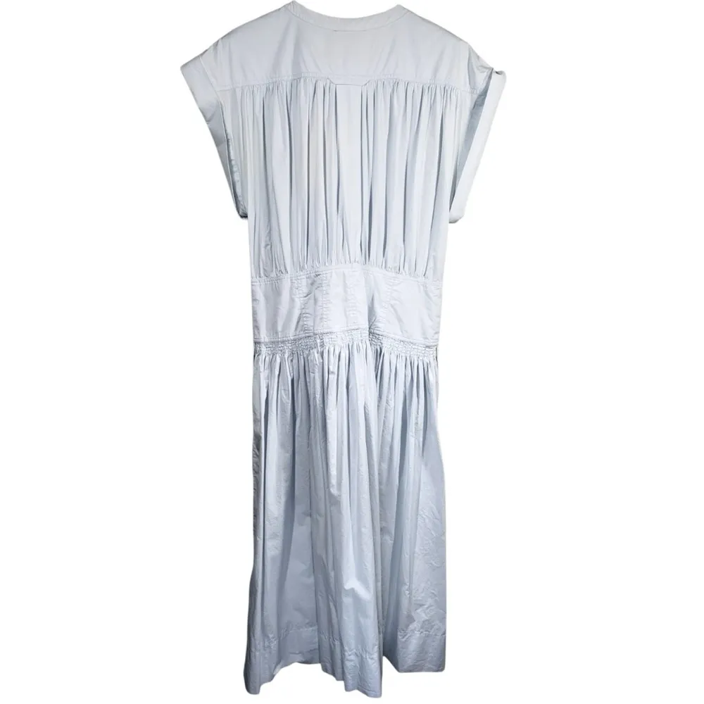 Ulla Johnson Cotton Midi Dress Short Turn Up Sleeves in Light Blue - Image 11