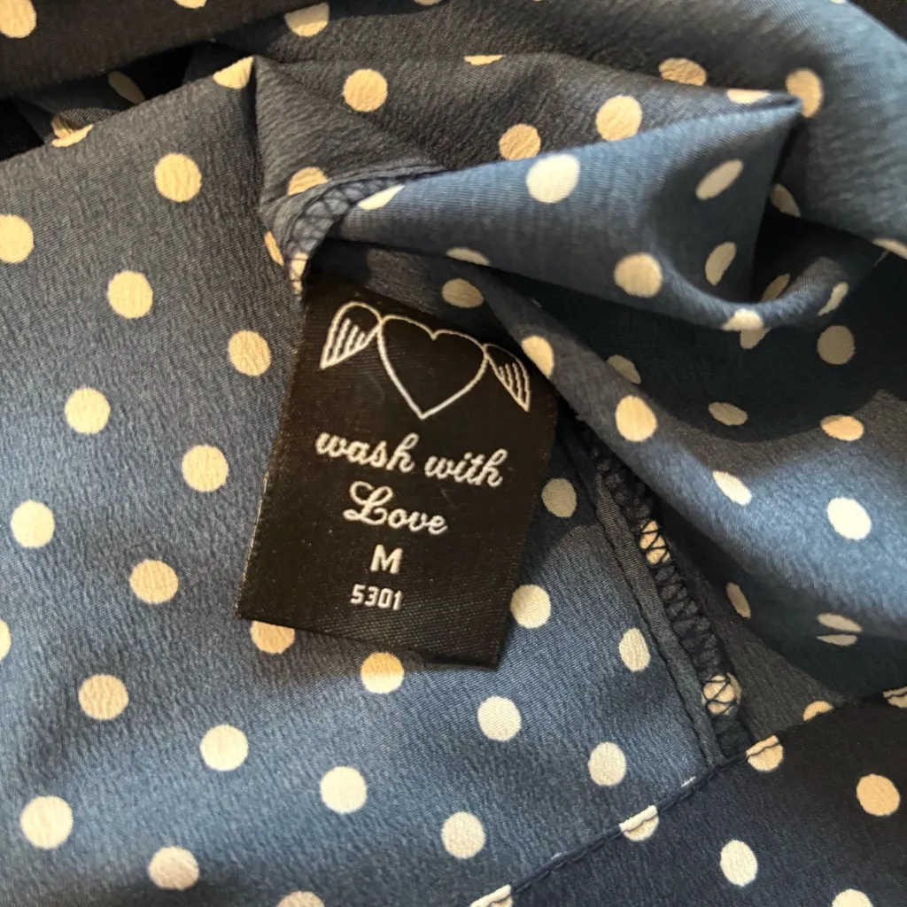 Hell Bunny Vixen Navy White Polka Dot Playsuit, Sz M - Image 9