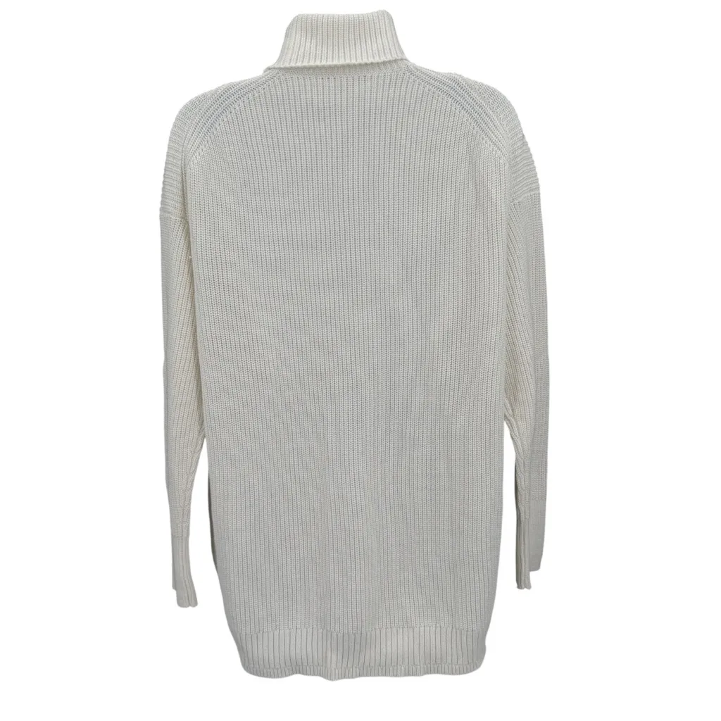 J. Crew Women Ribbed Cotton/Cashmere Blend Turtleneck Relaxed Sweater XS Ivory - Image 2