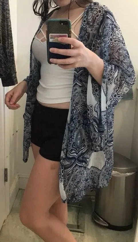 Stylish Sheer Cover Up Blue Size M - Image 5