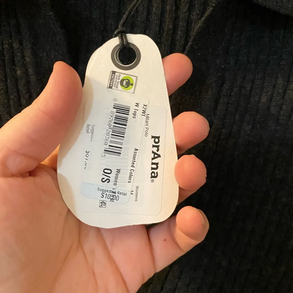 Prana Milani Polo v-neck ribbed sweater in charcoal grey. Stretch, slim fit med. - Image 3