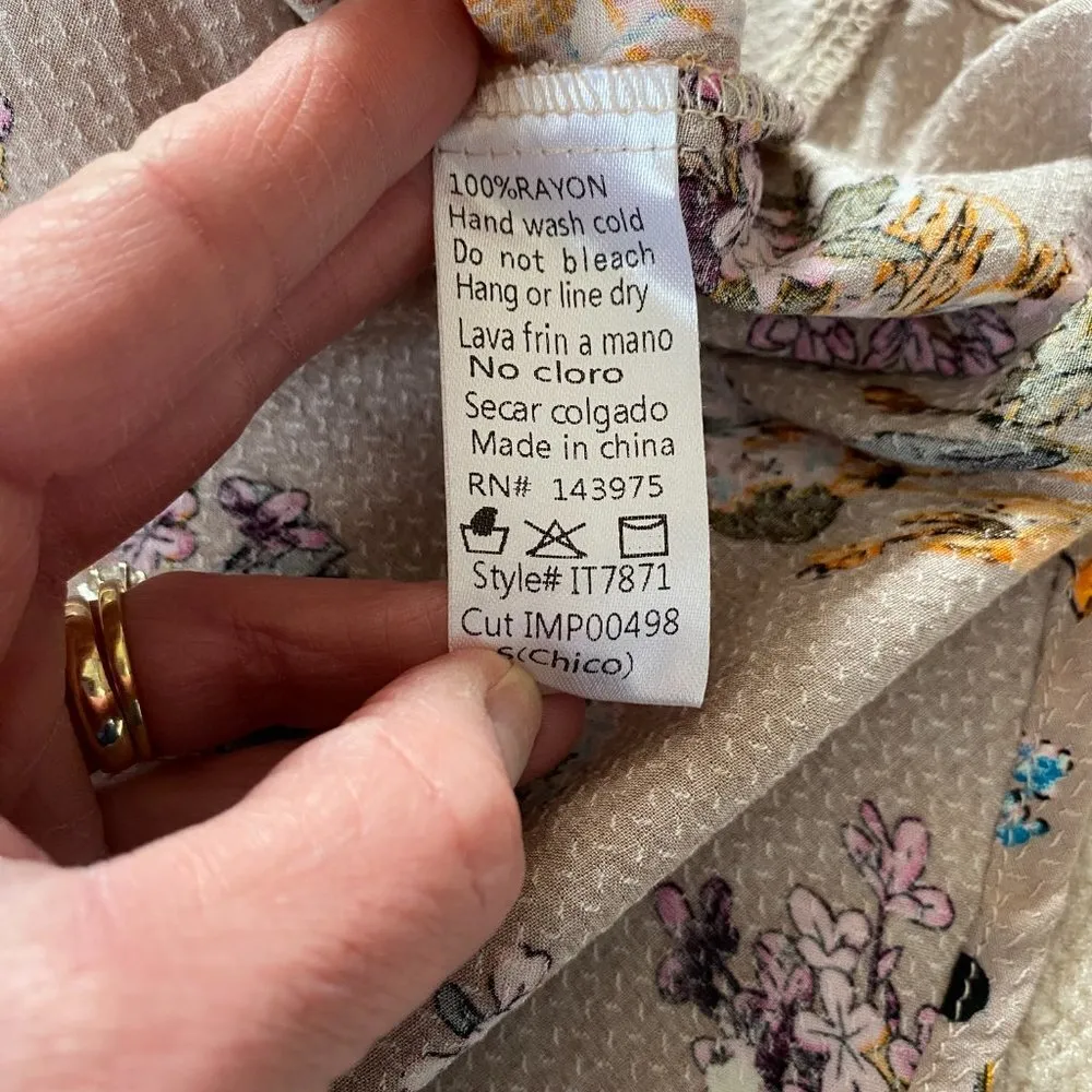 Millibon cross front pale pink floral long sleeve v - Image 11