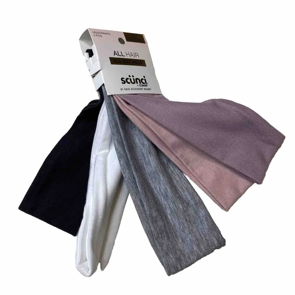 5 Pack Scunci All Hair All Day Hold Hairbands Headbands Assorted Colors New - Image 3