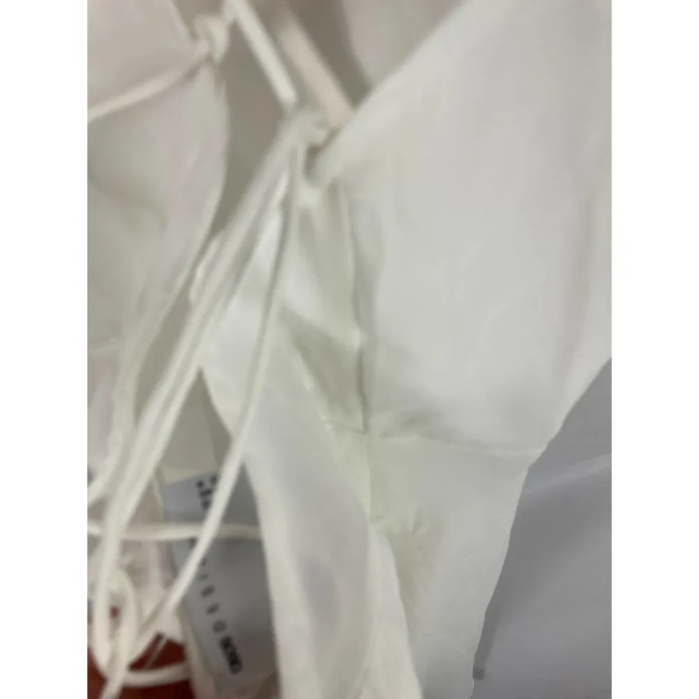 ASOS DESIGN cami wrap mini dress with lace-up back in white size 8 - Image 5