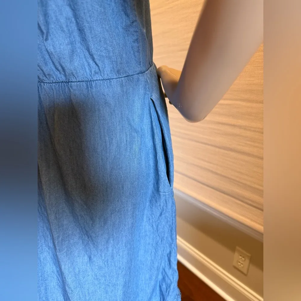 New York & Company Blue Lightweight Denim Off Shoulder Short Sleeve Dress Size L - Image 5