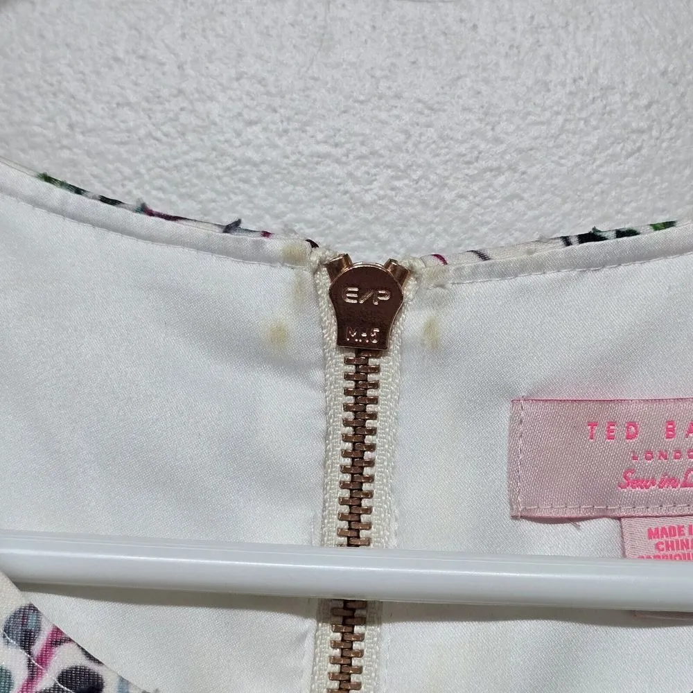Ted Baker Gaea Bouquet Floral Dress $349 Rose-Gold Back Zipper Sleeveless Sz 6/8 - Image 5
