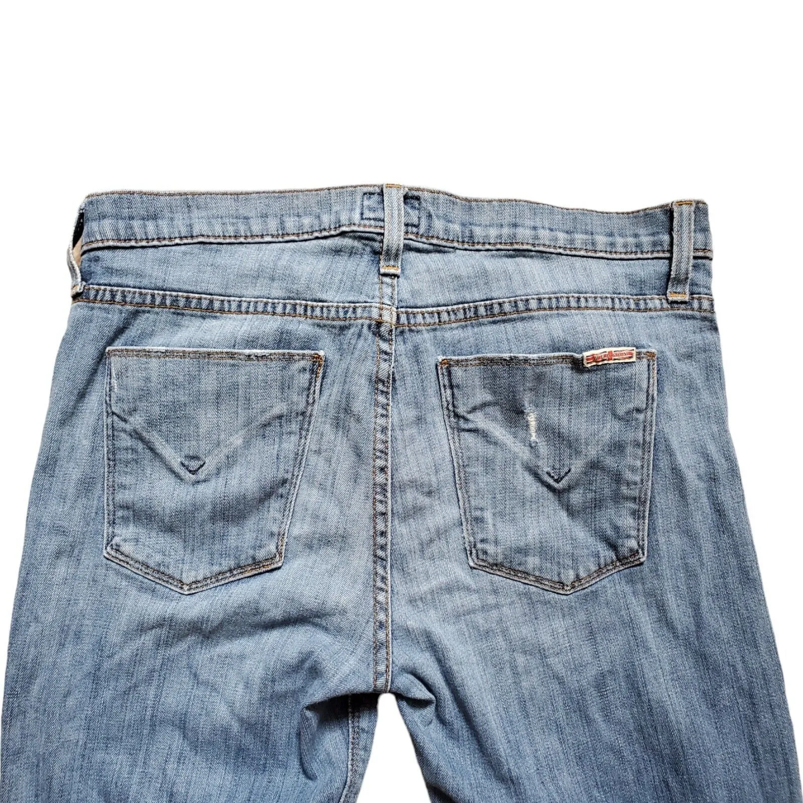 Hudson Jeans Women 29 Nico Midrise Straight Leg Distressed Crop Rolled Cuff Pant Blue - Image 9