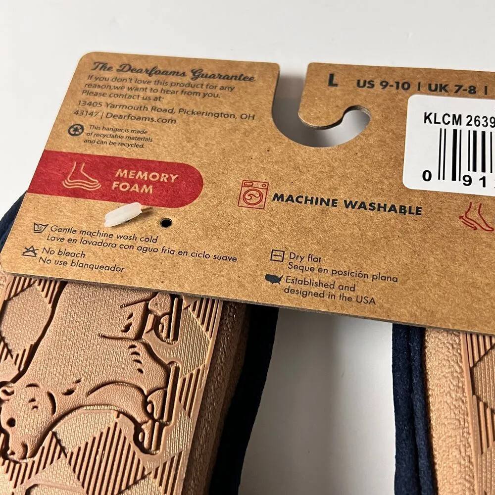 Dearfoams Women's Holiday Plaid MAMA BEAR Faux Fur Slip On Slippers Sz 9-10 - Image 9