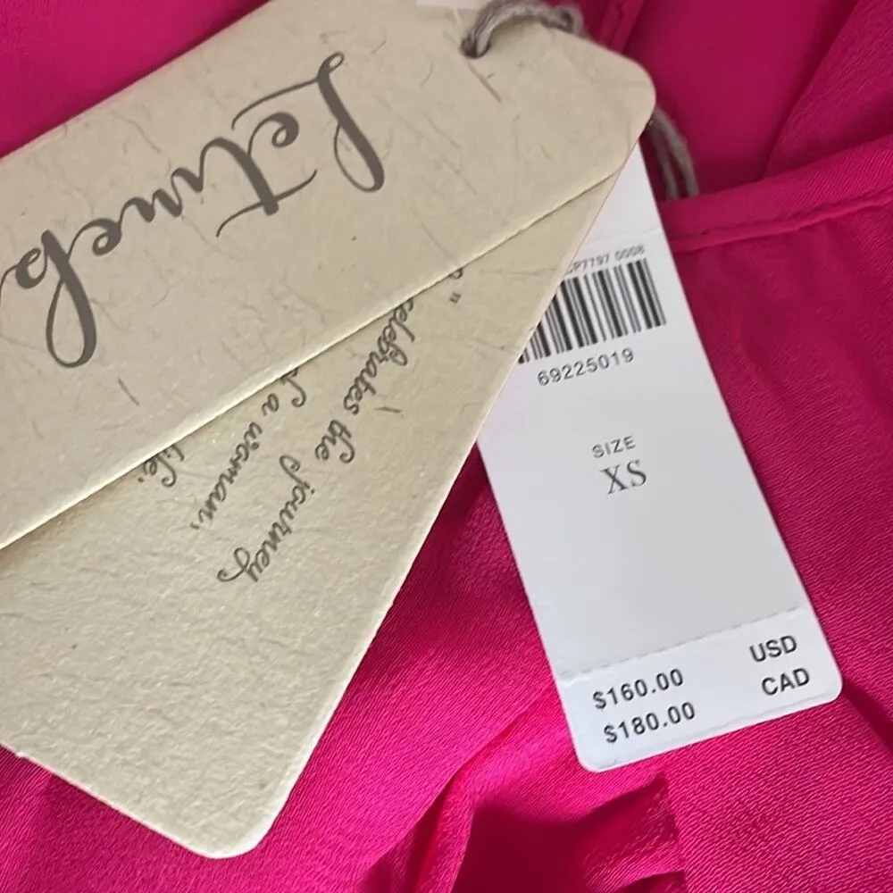 NEW Anthropologie Flowy Hot Pink Mini Dress Summer Cut Out Babydoll Empire - Image 6