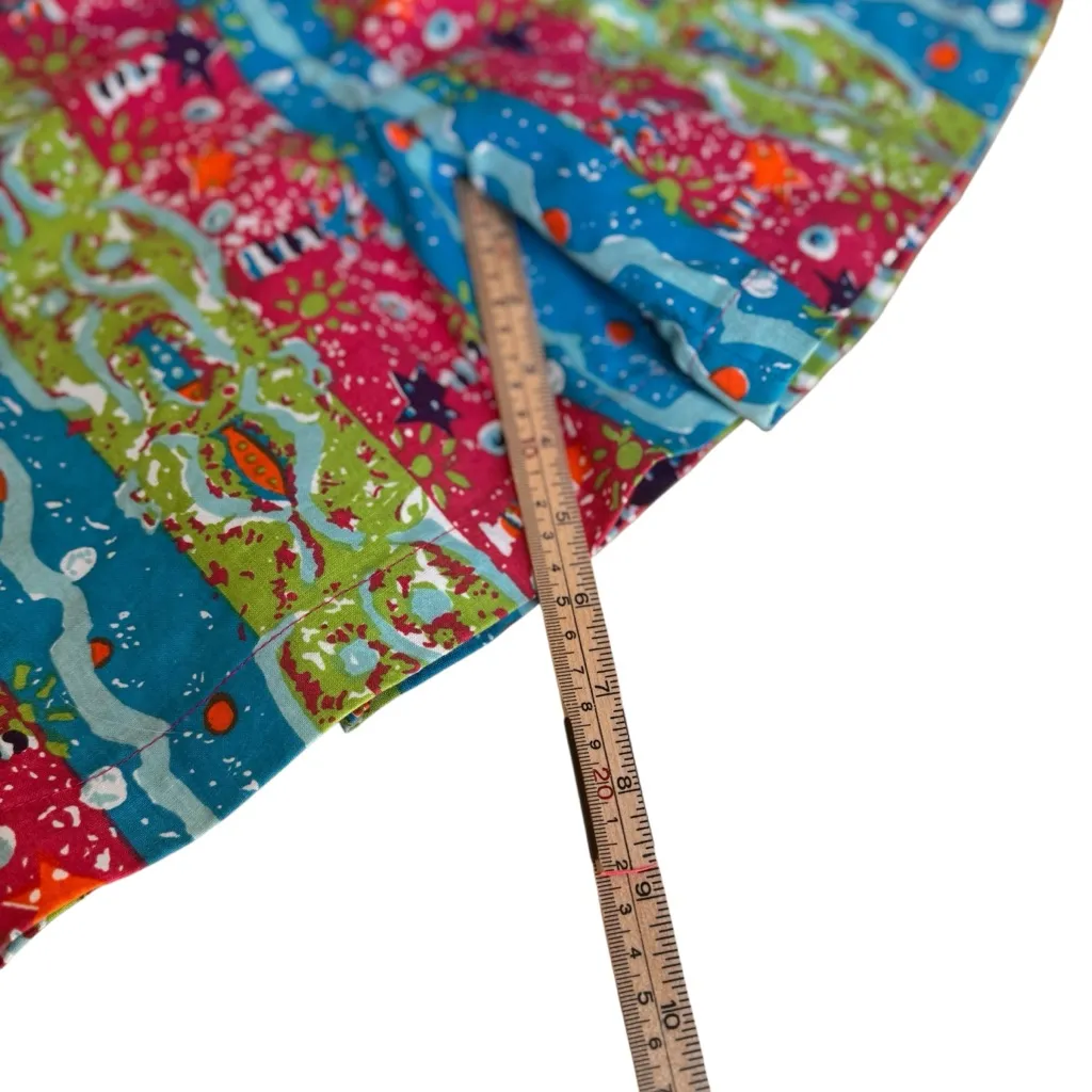 Dreams Vintage 80s NWT Cotton Romper Small Abstract Neon Print Button Playsuit Pink - Image 16