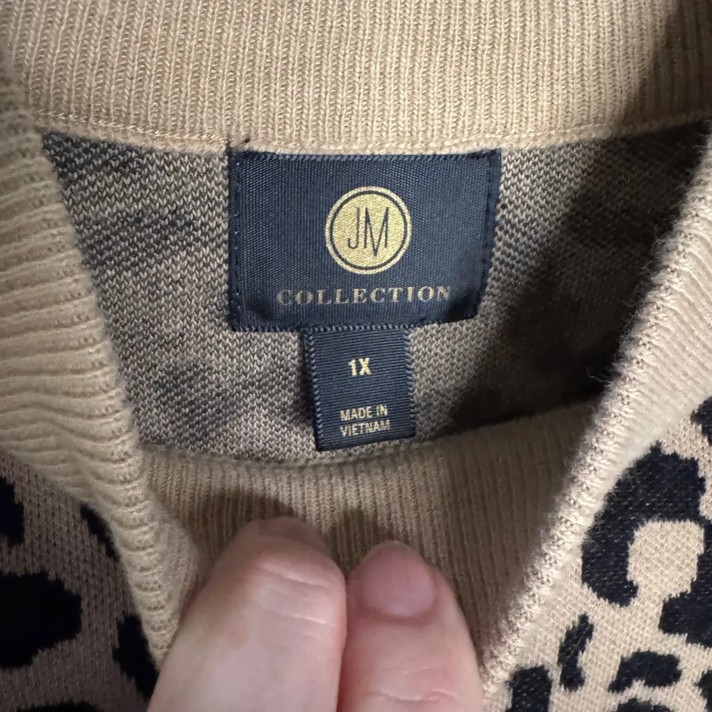 JM COLLECTION MOCK NECK LEOPARD PRINT TUNIC TOP SZ 1X - Image 3