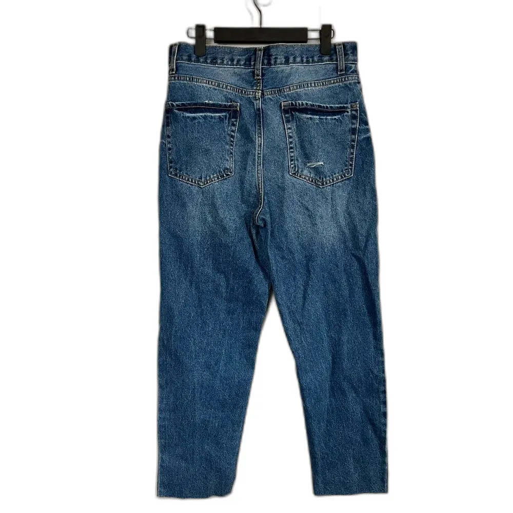 Forever21 Premium Distressed Mom Denim Blue Jeans Button Fly Size 29 - Image 3