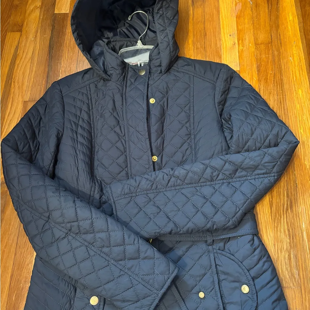 Tommy Hilfiger Navy Quilted Puffer Coat - Image 2