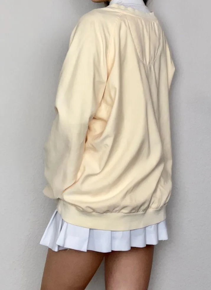 EP pro Pale Light Cream Yellow Athletic Golf Long-Sleeve V-Neck Wind Shirt Windbreaker Jacket - Image 5